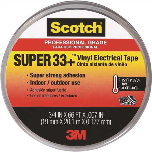 3M 6132-BA-10 Scotch Super 33+ 3/4 in. x 66 ft. Electrical Tape Black