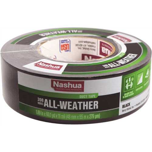 Nashua Tape 1207791 1.89 in. x 60 yd. 398 All-Weather HVAC Duct Tape in Black