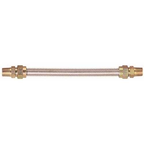 Watts 30-3132-48 Stainless Steel Gas Appliance Connector, 5/8 in. OD, 1/2 in. ID, 1/2 in. MNPT x 1/2 in. FNPT, 48 in. L