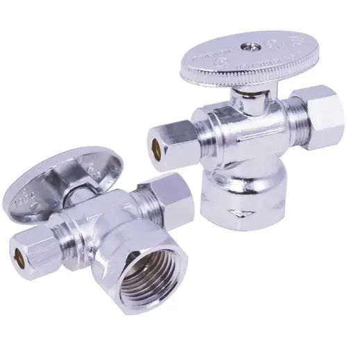 Premier NLT1331DRFQ Premier Quarter Turn Dual Outlet Stop, 1/2 in. IPS x 3/8 in. Compression x 1/4 in. Compression, Lead Free Chrome