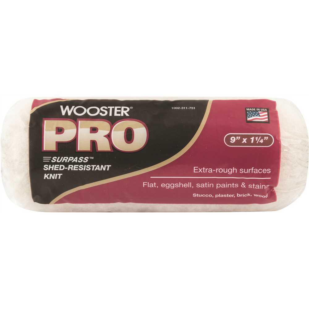 Wooster 0HR2470090 9 in. x 1-1/4 in. Pro Surpass Shed-Resistant Knit High-Density Fabric Roller Cover