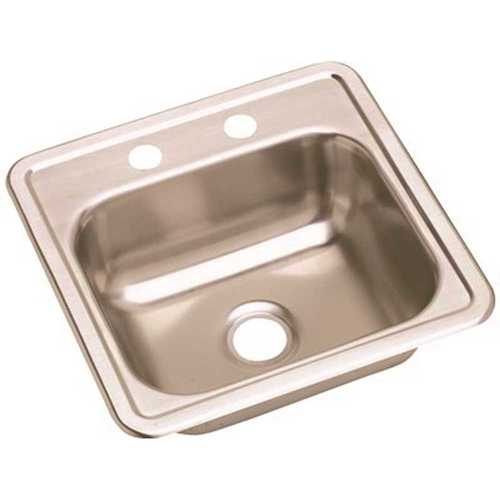 Dayton Drop-In Stainless Steel 15 in. 2-Hole Single Bowl Bar Sink