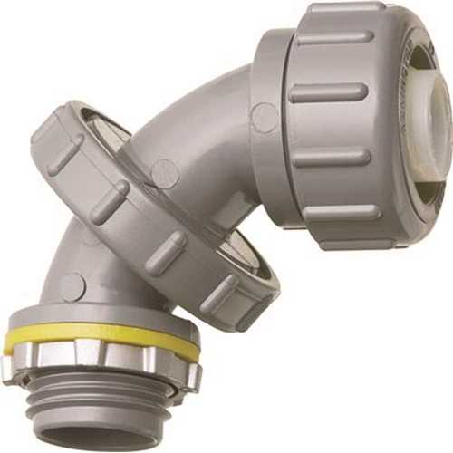 Arlington Industries NMLT7590 3/4 in. Arlington Zero to 90-Degree Non-Metallic Connector with Liquid-Tight Gray