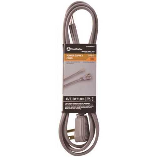 Southwire 9726SW8809 Flat Garbage Disposal Cord With Right Angle Plug, Spt-3, 16/3, 6 ft