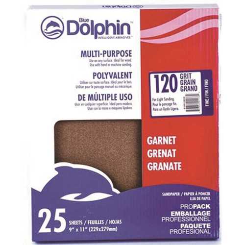 Linzer SP GP91125 0120 9 in. x 11 in. Natural Garnet Sandpaper 120-Grit - pack of 25