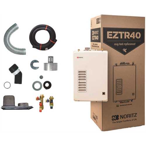 Noritz EZTR40-NG 40 Gal. Tank Replacement Natural Gas High Efficiency Indoor Tankless Water Heater w/ 12-Year Warranty and Wi-Fi Capable