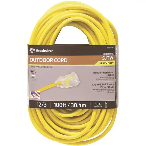 CORD EXT OTDR LT12/3X100FT YEL Yellow