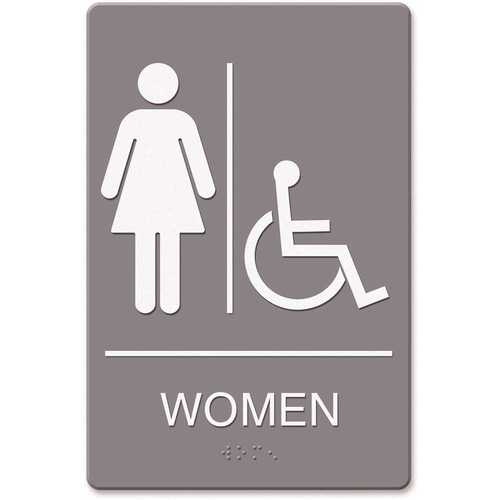 6 in. x 9 in. Molded Plastic Women Restroom Wheelchair Accessible Symbol ADA Sign