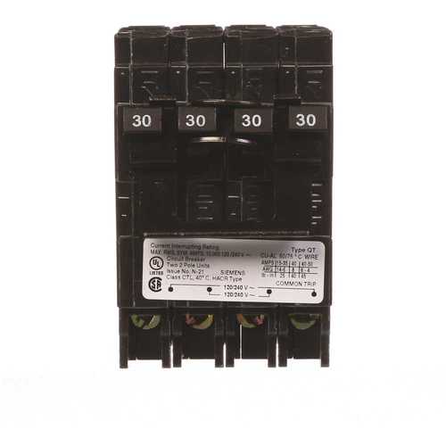 Quadplex 1-Outer 30 Amp Double-Pole and 1-Inner 30 Amp Double-Pole Circuit Breaker