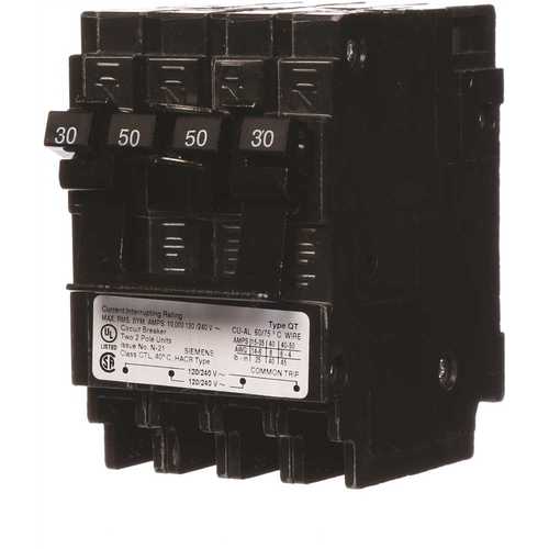 Siemens Q23050CT2 Quadplex One Outer 50 Amp Double-Pole and One Inner 30 Amp Double-Pole-Circuit Breaker