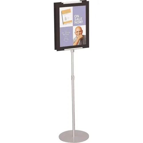 44 in. - 73 in. Freestanding 2-Sided Adjustable Sign Stand Silver