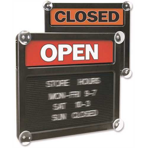 14-3/8 in. x 12-3/8 in. Double-Sided Open/Closed Sign with Plastic Push Characters