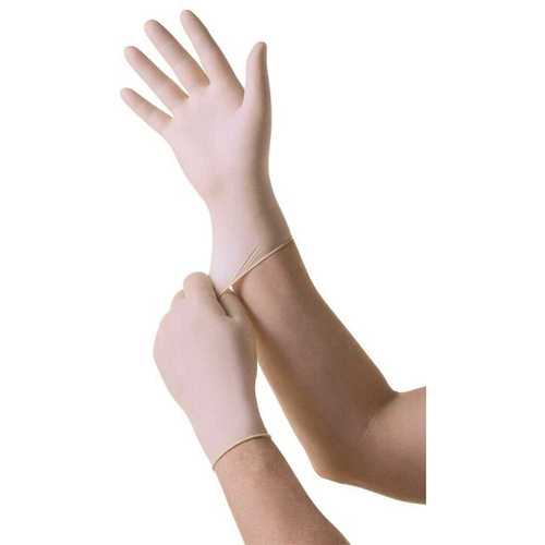 Medium Natural Latex Disposable Powder-Free Exam Gloves cream - pack of 100