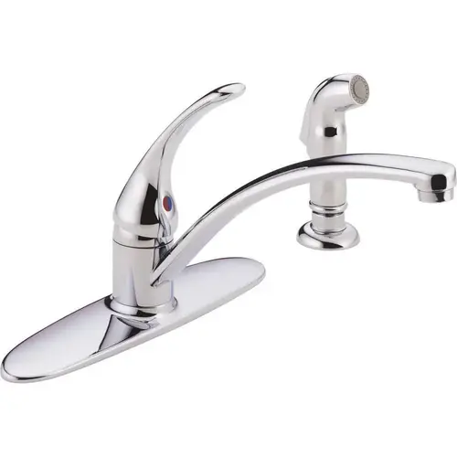 Foundations Single-Handle Standard Kitchen Faucet with Side Sprayer in Chrome