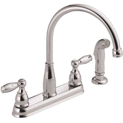 Delta 21988LF Foundations 2-Handle Standard Kitchen Faucet with Side Sprayer in Chrome