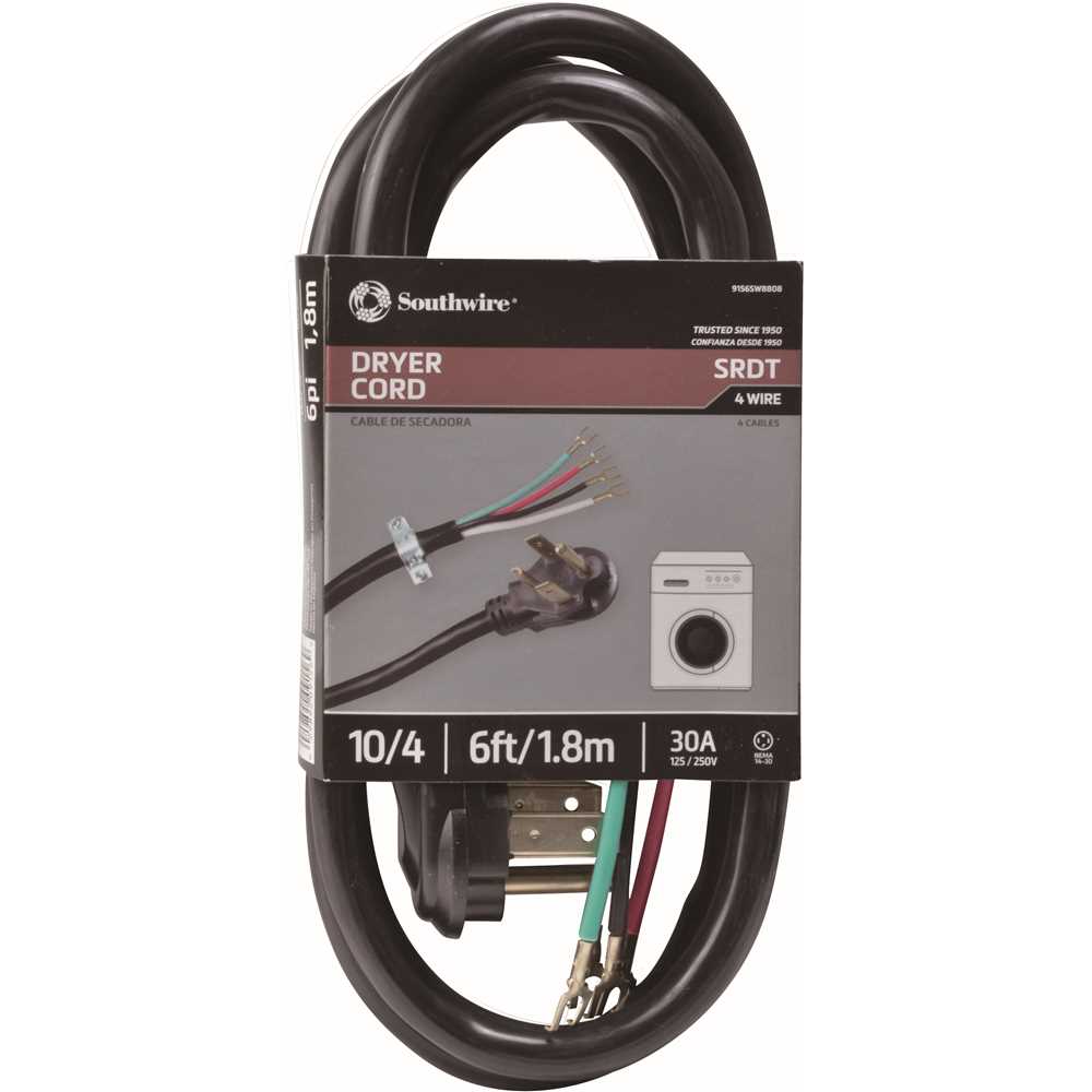 Southwire 9156SW8808 6 ft. 10/4 Round Dryer Cord Black