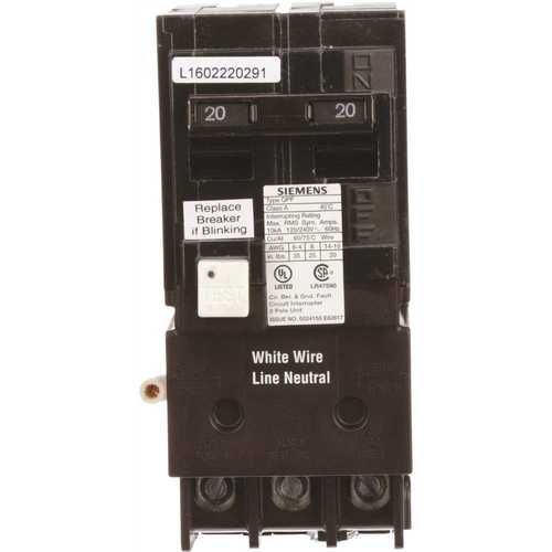 Siemens QF220A 20 Amp Double-Pole Type QPF GFCI Circuit Breaker