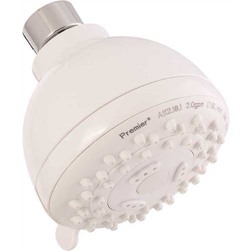 3-Spray 3 in. Single Wall Mount Fixed Adjustable Shower Head in White