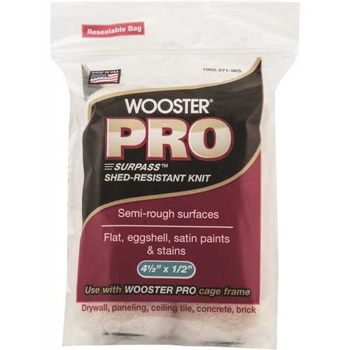 Wooster 0HR2620044 4-1/2 in. x 1/2 in. Pro Surpass Shed-Resistant Knit High-Density Fabric Cage Frame Mini Roller