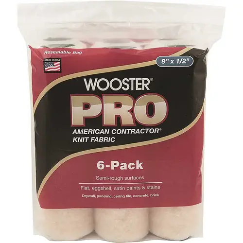 Wooster 0HR4470090 9 in. x 1/2 in. Pro American Contractor High-Density Knit Fabric Roller Cover
