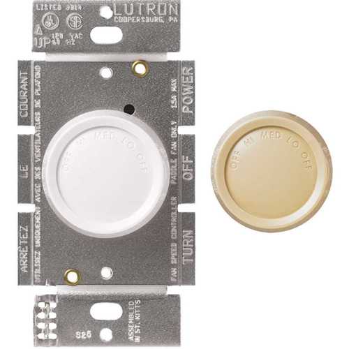 Lutron 750450 Rotary 1.5 Amp 3-Speed Single-Pole Fan Control, White