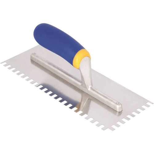 QEP 49916Q Comfort Grip 1/4 in. x 3/8 in. x 1/4 in. Stainless Steel Square-Notch Trowel