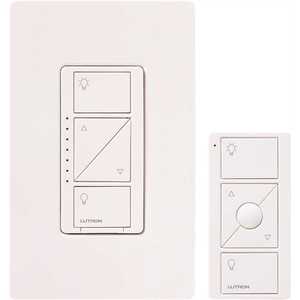 Lutron P-PKG1W-WH-R Caseta Wireless Smart Lighting Dimmer Switch and Remote Kit for Wall and Ceiling Lights, White