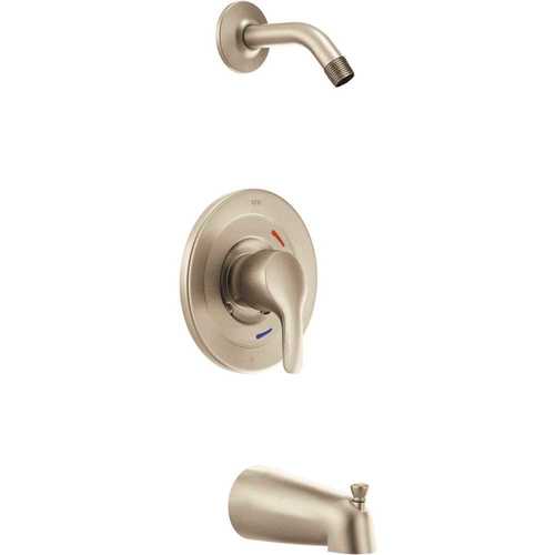 Baystone Lever 1-Handle Wall Mount Tub Shower Trim Kit In Brushed Nickel Valve and Showerhead Not Included