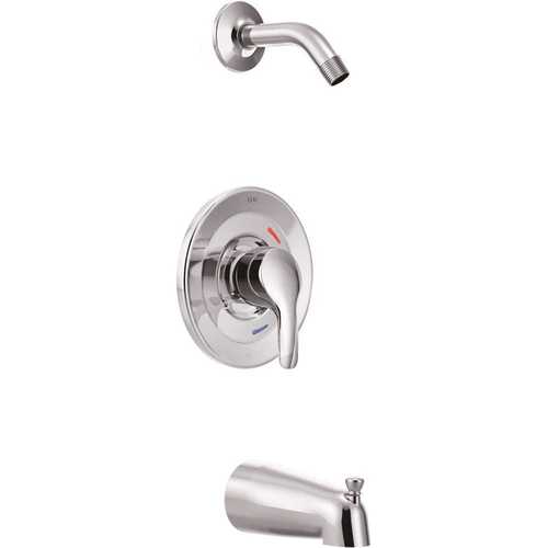 Baystone Lever 1-Handle Wall Mount Tub Shower Trim Kit In Chrome Valve and Showerhead Not Included