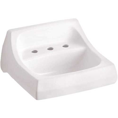 Kingston Wall-Mount Vitreous China Bathroom Sink in White with Overflow Drain