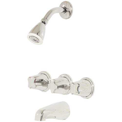 Pfister LG01-3110 3-Handle 1-Spray Tub and Shower Faucet with Metal Knob Handles in Polished Chrome (Valve Included)