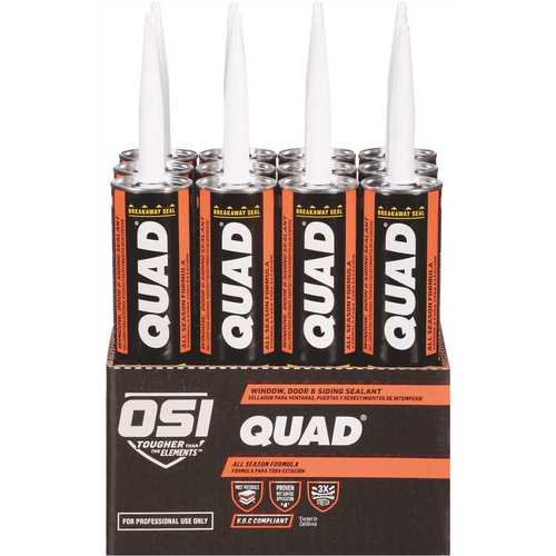 OSI 1634305 QUAD Advanced Formula 10 fl. oz. Gray #517 Window Door and Siding Sealant - pack of 12