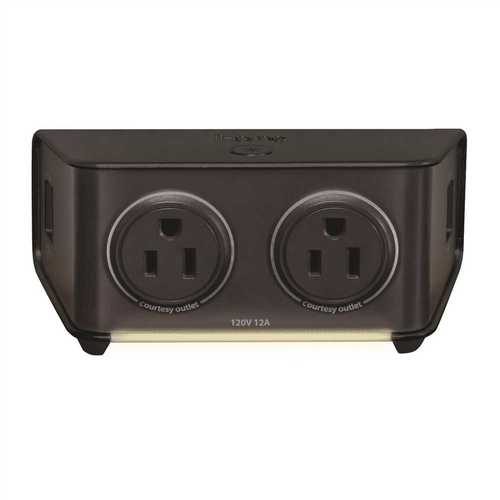 iHome Hi10B12 2-Outlet Dual Charging Power Plug with Dual USB Charging and Nightlight Black