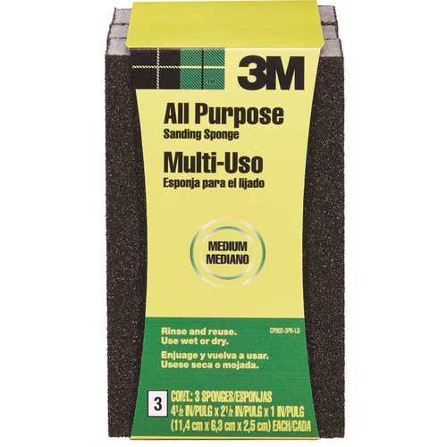 2.5 in. x 1 in. x 4.5 in. 80-Grit Sanding Sponge (3 Sponge-Pack)