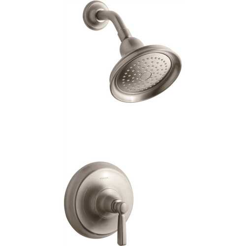 Bancroft 1-Spray 6.4 in. Single Wall Mount Fixed Shower Head in Vibrant Brushed Nickel