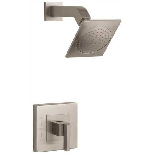 Loure 1-Spray 6.3 in. Single Wall Mount Fixed Shower Head in Vibrant Brushed Nickel