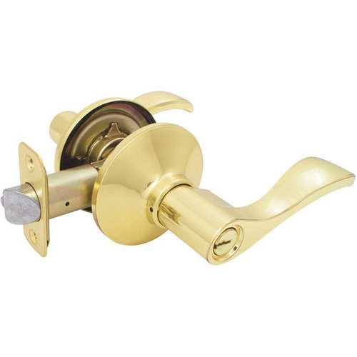 Naples Polished Brass Keyed Entry Door Lever with SC1 Keyway