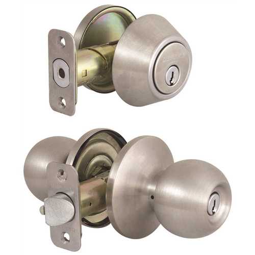 Saturn Stainless Steel Entry Knob and Single Cylinder Deadbolt Combo Pack