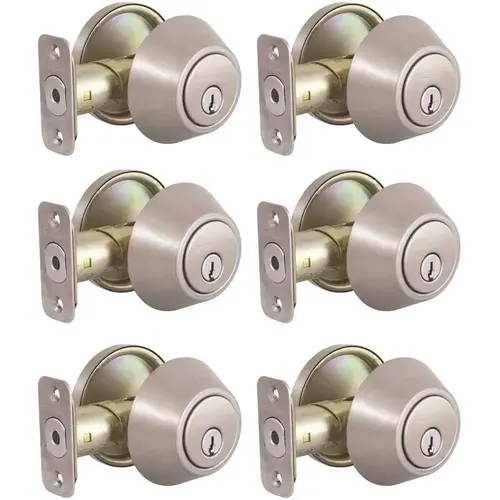 Single Cylinder Satin Nickel Deadbolt Contractor Pack