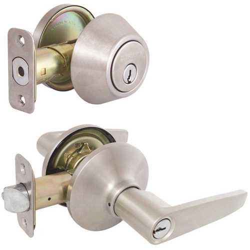 Defiant MG6L1B-K-KD Olympic Stainless Steel Entry Lever and Single Cylinder Deadbolt Combo Pack