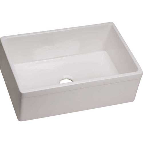 Explore Farmhouse Apron Front Fireclay 30 in. Single Bowl Kitchen Sink in Gloss White