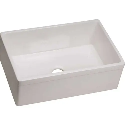 Elkay SWUF28179WH Explore Farmhouse Apron Front Fireclay 30 in. Single Bowl Kitchen Sink in Gloss White