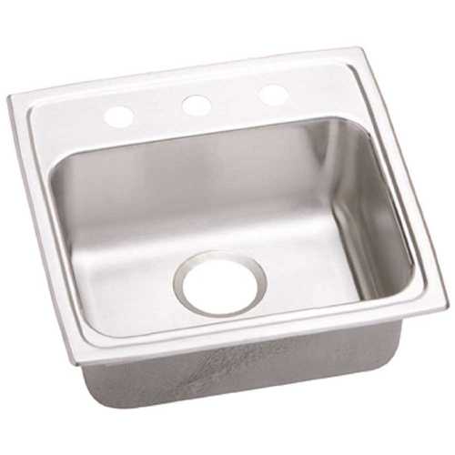Elkay LRAD1918553 Lustertone Drop-In Stainless Steel 19 in. 3-Hole Single Bowl ADA Compliant Kitchen Sink with 5.5 in. Bowl