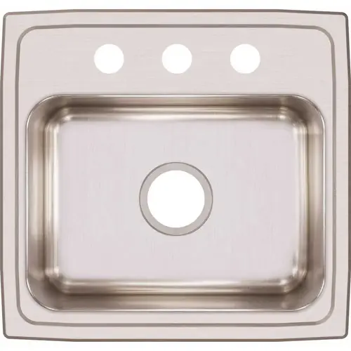 Elkay LR19183 Lustertone Drop-In Stainless Steel 19 in. 3-Hole Single Bowl Kitchen Sink