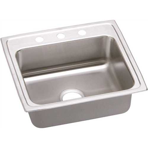 Elkay LRAD2219653 Lustertone Drop-In Stainless Steel 22 in. 3-Hole Single Bowl ADA Compliant Kitchen Sink with 6.5 in. Bowl