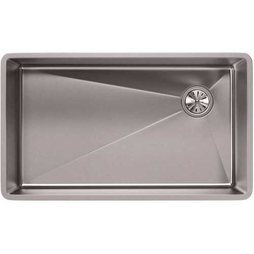 Crosstown Undermount Stainless Steel 32 in. Single Bowl Kitchen Sink with Offset Drain