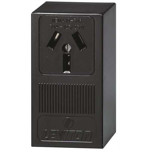Leviton R20-05050-P00 50 Amp Thermoplastic Power Single Outlet, Black