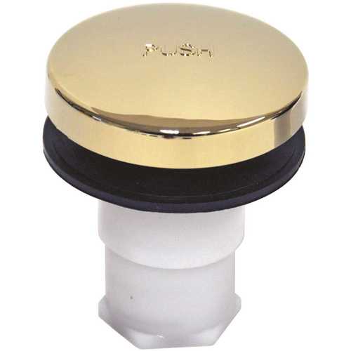 2 in. Plastic Touch-Toe Bathtub Drain Stopper in Polished Brass