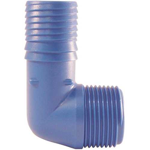 National Brand Alternative ABTME1 1 in. Polypropylene Blue Twister Insert 90-Degree x MPT Elbow