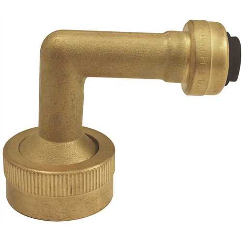 1/4 in. (3/8 in. O.D.) Brass Push-To-Connect x 3/4 in. Garden Hose Thread 90-Degree Dishwasher Elbow